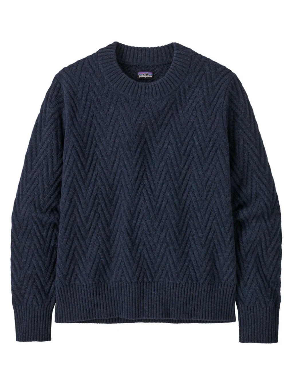Patagonia Crewneck Sweater in Smolder Navy Blue | 70% recycled wool | size S